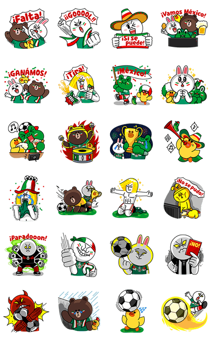 LINE Soccer Fever: Mexico Line Sticker GIF & PNG Pack: Animated & Transparent No Background | WhatsApp Sticker