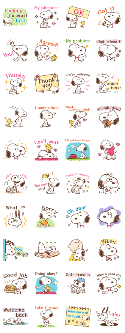 Polite Snoopy for All Occasions Line Sticker GIF & PNG Pack: Animated & Transparent No Background | WhatsApp Sticker