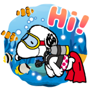 Snoopy Play in the Sea Sticker for LINE & WhatsApp | ZIP: GIF & PNG