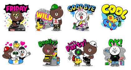 VANS × LINE Characters: Going Wild Line Sticker GIF & PNG Pack: Animated & Transparent No Background | WhatsApp Sticker