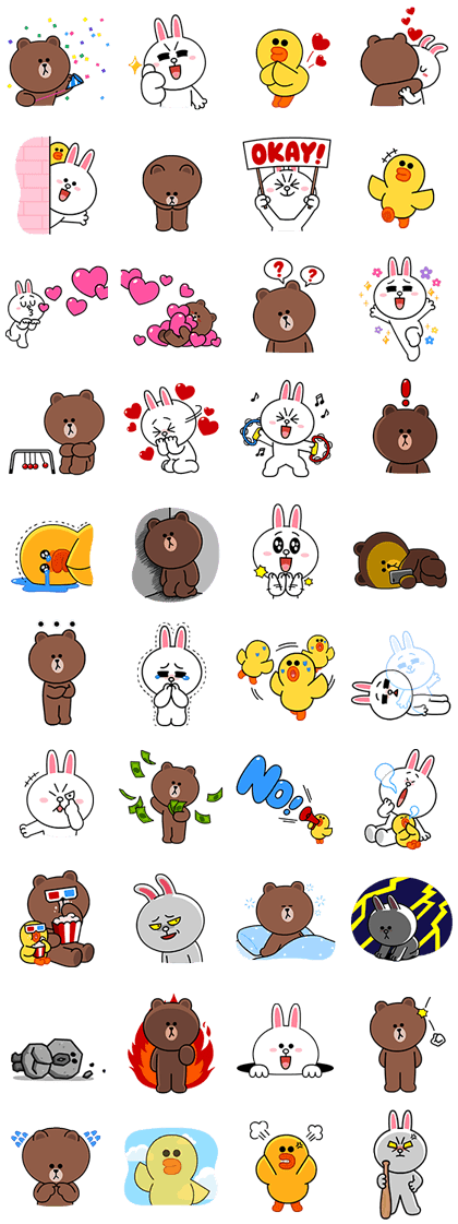 Brown, Cony & Sally: Animated Special Line Sticker GIF & PNG Pack: Animated & Transparent No Background | WhatsApp Sticker