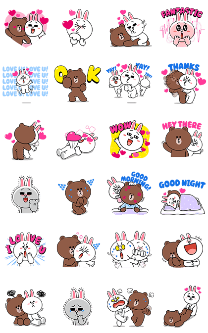 Brown & Cony's Supercharged Love Line Sticker GIF & PNG Pack: Animated & Transparent No Background | WhatsApp Sticker