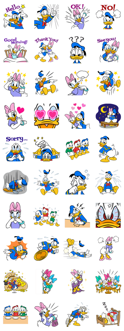 Donald and Friends Line Sticker GIF & PNG Pack: Animated & Transparent No Background | WhatsApp Sticker