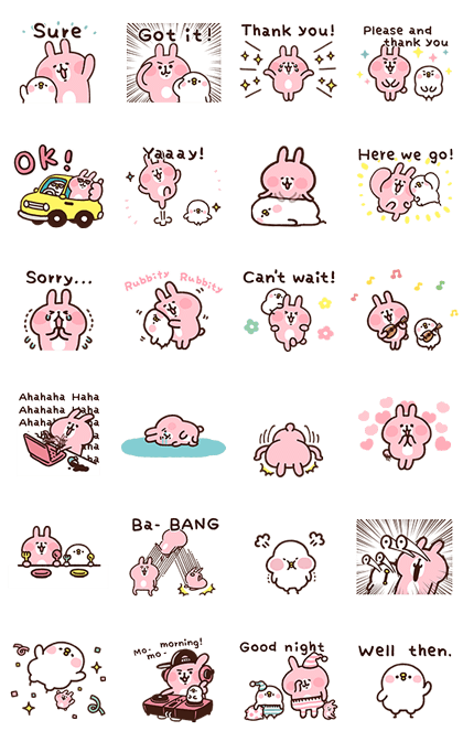 Kanahei's Piske & Usagi Come to Life! 2 Line Sticker GIF & PNG Pack: Animated & Transparent No Background | WhatsApp Sticker