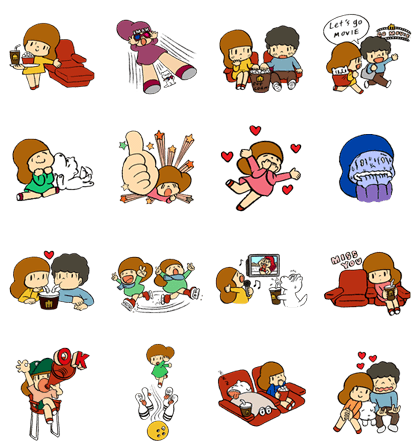 Mamuang Movie Date by Major Friends Line Sticker GIF & PNG Pack: Animated & Transparent No Background | WhatsApp Sticker