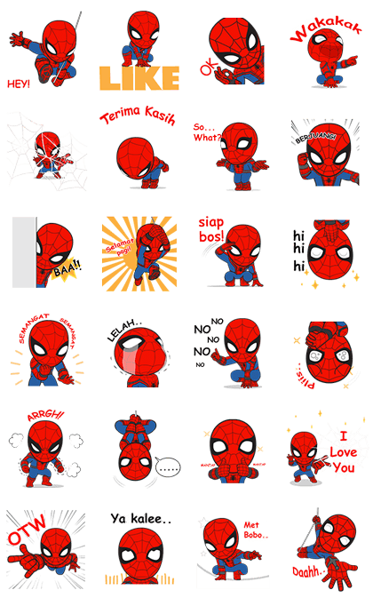 Spider-Man: Homecoming × Jumbooka Line Sticker GIF & PNG Pack: Animated & Transparent No Background | WhatsApp Sticker