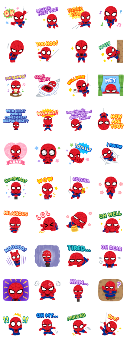 Spider-Man by Takashi Mifune Line Sticker GIF & PNG Pack: Animated & Transparent No Background | WhatsApp Sticker