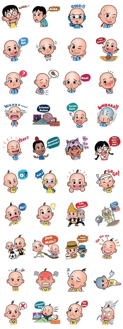 Upin, Ipin and Friends Line Sticker GIF & PNG Pack: Animated & Transparent No Background | WhatsApp Sticker