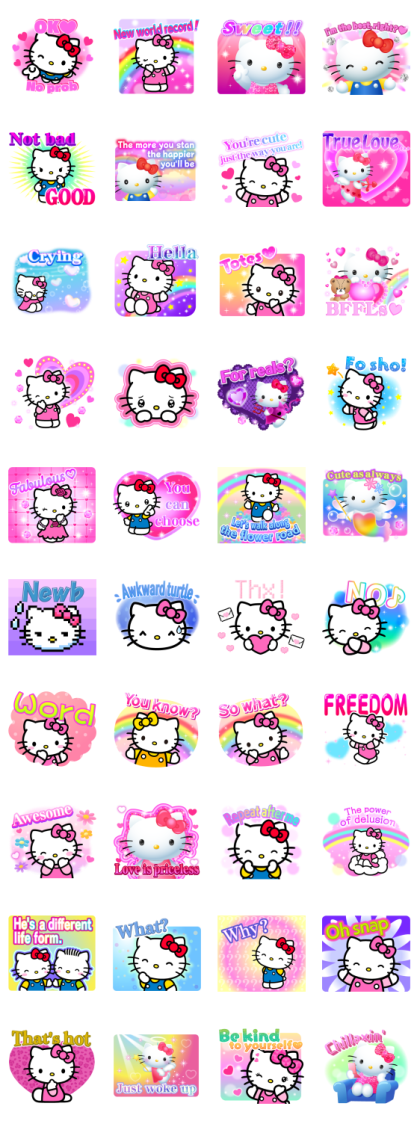 Hello Kitty Y2K♪ Line Sticker GIF & PNG Pack: Animated & Transparent No Background | WhatsApp Sticker