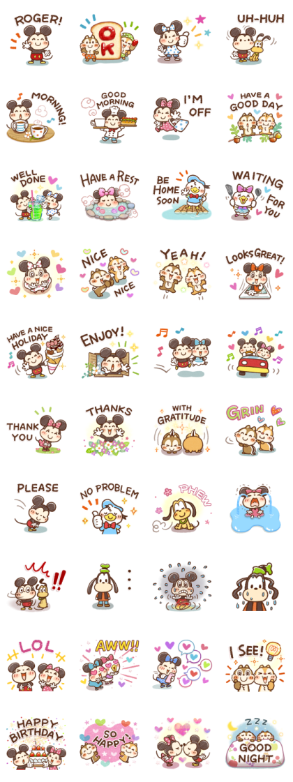Mickey and Friends by Honobono Line Sticker GIF & PNG Pack: Animated & Transparent No Background | WhatsApp Sticker