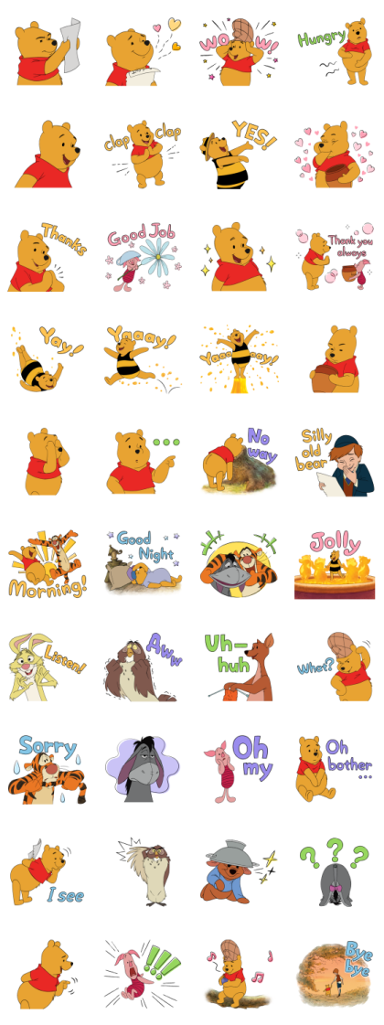 Winnie the Pooh Whimsical Stickers Line Sticker GIF & PNG Pack: Animated & Transparent No Background | WhatsApp Sticker