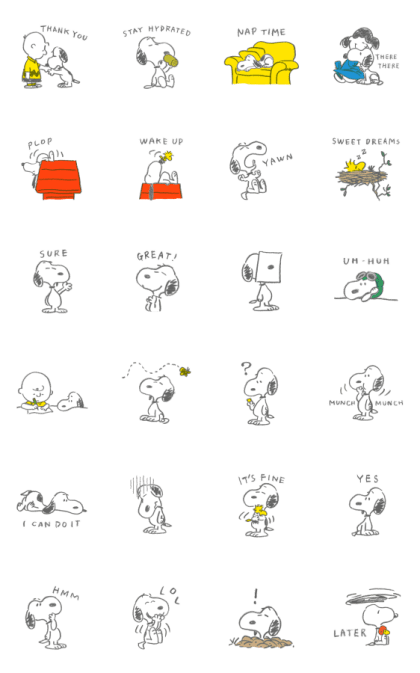 Animated Snoopy Loosey-Goosey Sketches Line Sticker GIF & PNG Pack: Animated & Transparent No Background | WhatsApp Sticker