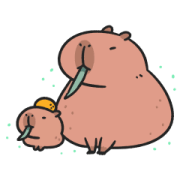 Capybara Mom and Baby: Cute Moves Sticker for LINE & WhatsApp | ZIP: GIF & PNG