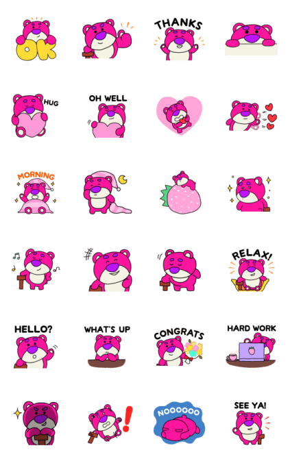 Animated Lotso (Doodle Style) Line Sticker GIF & PNG Pack: Animated & Transparent No Background | WhatsApp Sticker