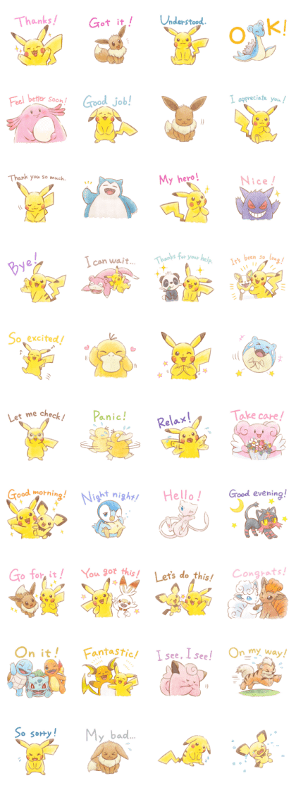 Pokémon Daily Greetings Line Sticker GIF & PNG Pack: Animated & Transparent No Background | WhatsApp Sticker