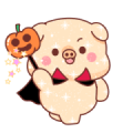 Shine Pig & Cat-Halloween Costume Party Sticker for LINE & WhatsApp | ZIP: GIF & PNG