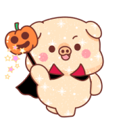 Shine Pig & Cat-Halloween Costume Party Sticker for LINE & WhatsApp | ZIP: GIF & PNG