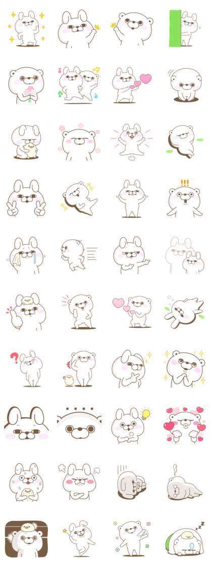 Sticker Day 2022: Rabbit and Bear 100% Line Sticker GIF & PNG Pack: Animated & Transparent No Background | WhatsApp Sticker