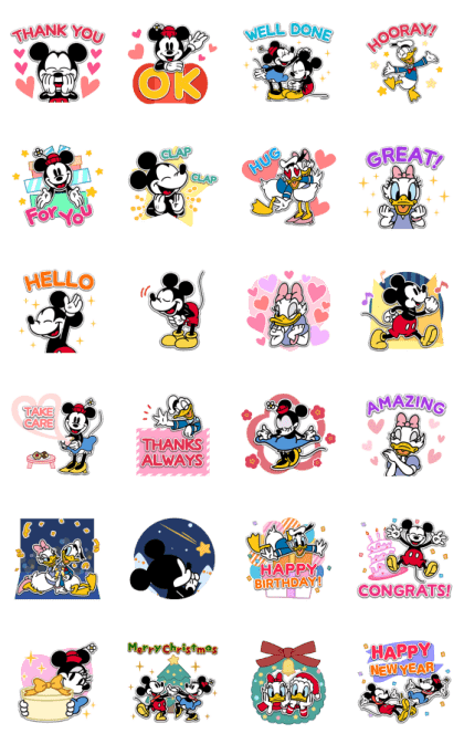 Mickey and Friends Pop-Up Stickers Line Sticker GIF & PNG Pack: Animated & Transparent No Background | WhatsApp Sticker