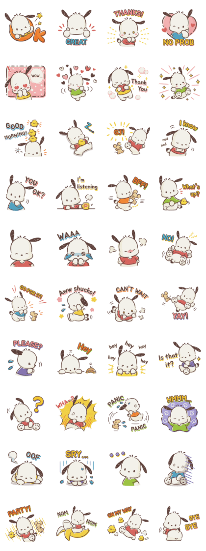 Pochacco Friendly Words Line Sticker GIF & PNG Pack: Animated & Transparent No Background | WhatsApp Sticker