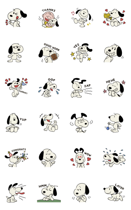 Animated Snoopy Retro Stickers Line Sticker GIF & PNG Pack: Animated & Transparent No Background | WhatsApp Sticker
