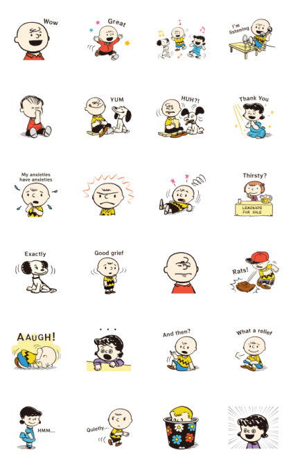Good Grief, Charlie Brown Line Sticker GIF & PNG Pack: Animated & Transparent No Background | WhatsApp Sticker