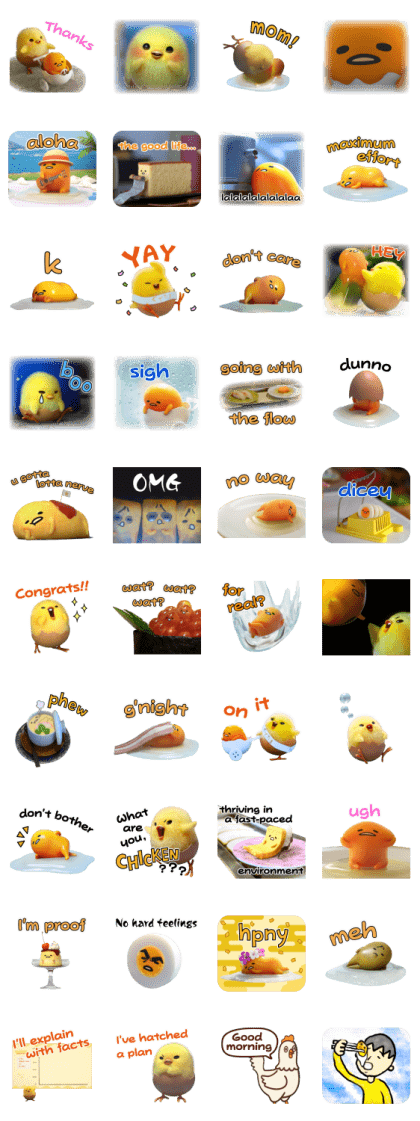 Gudetama Live Action Line Sticker GIF & PNG Pack: Animated & Transparent No Background | WhatsApp Sticker