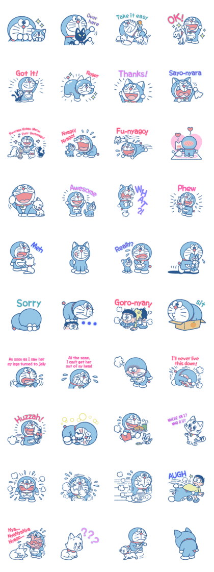 Doraemon & Tons of Cats Stickers Line Sticker GIF & PNG Pack: Animated & Transparent No Background | WhatsApp Sticker
