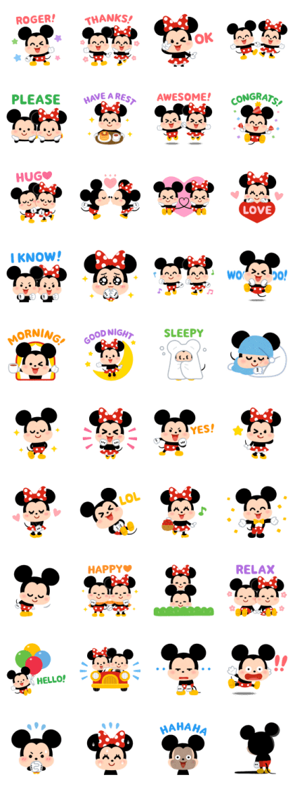 Mickey & Minnie by Mifune Takashi Line Sticker GIF & PNG Pack: Animated & Transparent No Background | WhatsApp Sticker