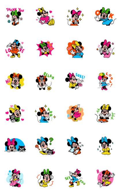 Minnie Mouse Pop-Up Stickers Stickers: LINE WhatsApp GIF PNG