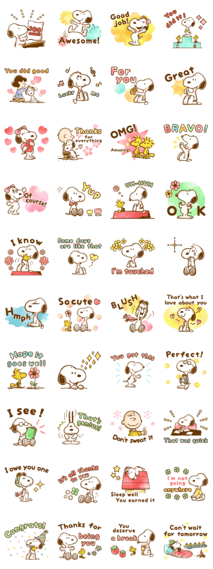 Lovely Snoopy Stickers Stickers: LINE WhatsApp GIF PNG