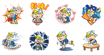 Demae Character Instant Noodles B-Day Line Sticker