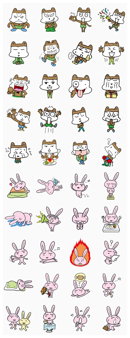 Poo-taro & Happy rabit WhatsApp Sticker PNG