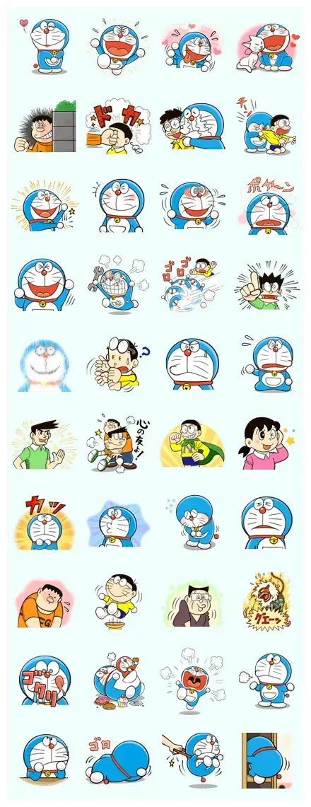 Doraemon's Many Emotions WhatsApp Sticker PNG