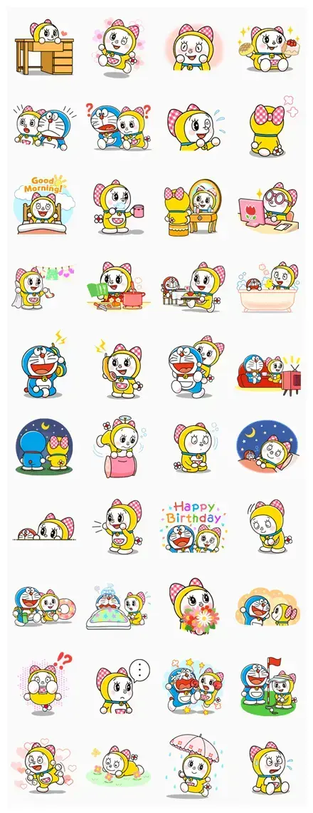 Doraemon & Dorami WhatsApp Sticker PNG