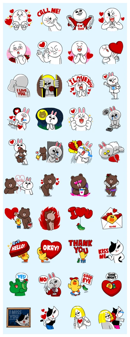 LINE Characters in Love! WhatsApp Sticker PNG
