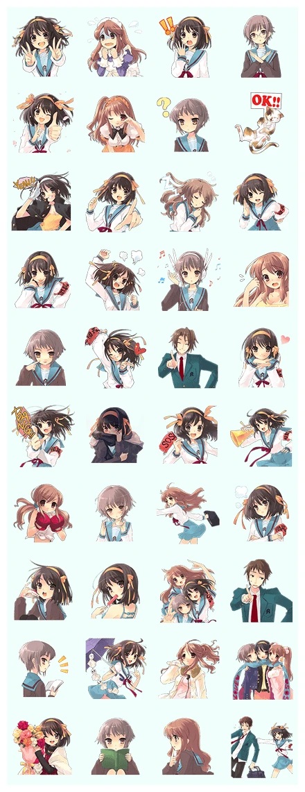 The Melancholy of Haruhi Suzumiya WhatsApp Sticker PNG