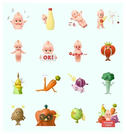 KEWPIE & VEGETABLE FRIENDS WhatsApp Sticker GIF-3836