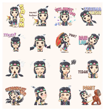 Sarita, The Dayak Girl WhatsApp Sticker PNG
