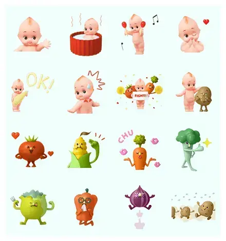 KEWPIE & VEGETABLE FRIENDS WhatsApp Sticker GIF-5893