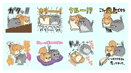 LINE LIVE with Plump dog and cat WhatsApp Sticker PNG
