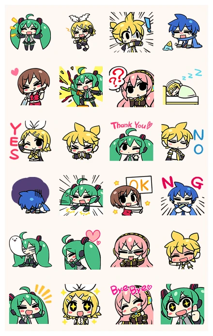 Hatsune Miku and the Piapro Family WhatsApp Sticker PNG
