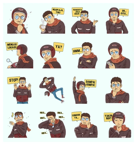 LINE Webtoon: Ojek Story WhatsApp Sticker PNG