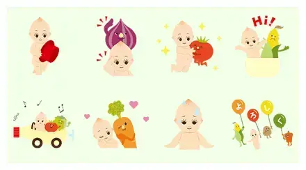 KEWPIE & VEGETABLE FRIENDS WhatsApp Sticker GIF-6553