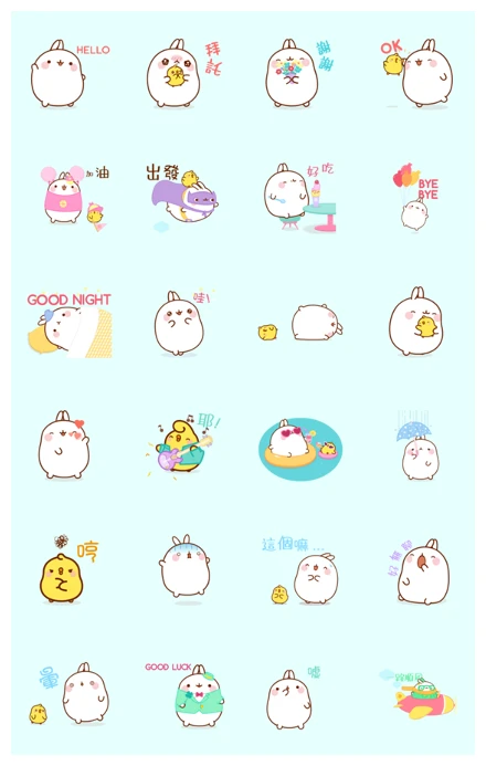 Molang & Piu Piu WhatsApp Sticker PNG