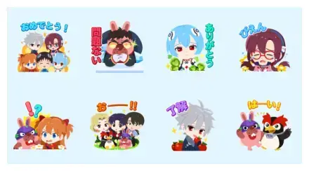 Evangelion × Pokopoko WhatsApp Sticker GIF