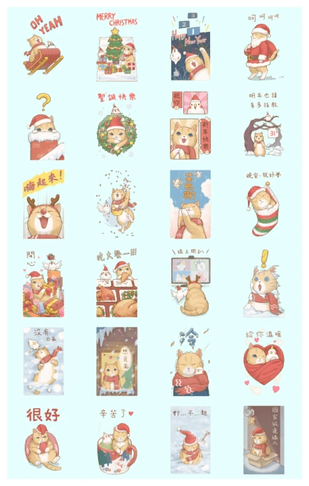 Cat's Lifestyle Classic Christmas WhatsApp Sticker PNG