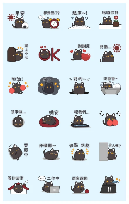 Round Black Cat Animated Stickers WhatsApp Sticker PNG