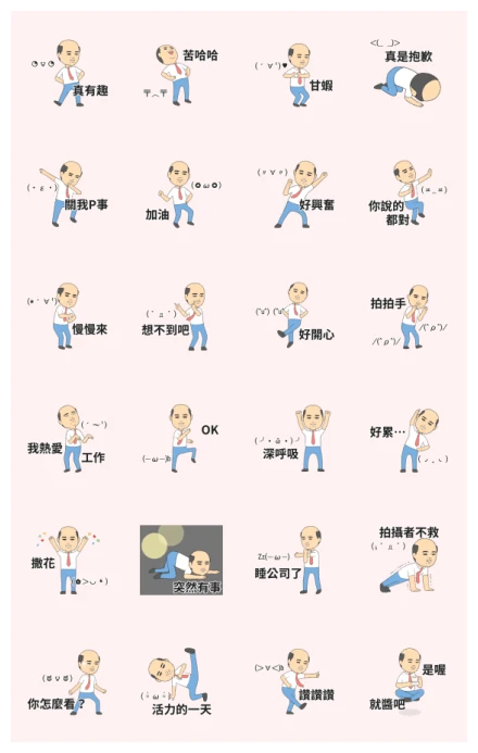 Lao Zhang: Gymnastics at Work WhatsApp Sticker PNG
