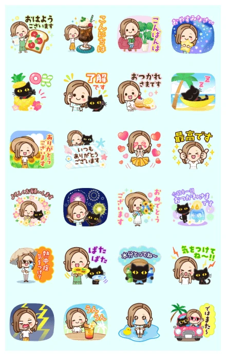 Pop-Up OTONA-GIRL's Daily Life (Summer) WhatsApp Sticker PNG